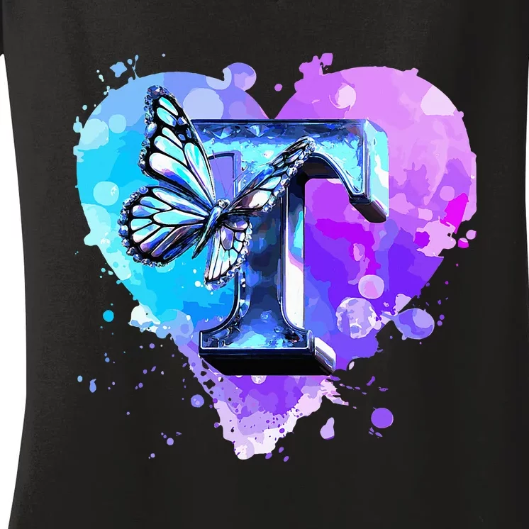 Concert Music Lover Summer Vacation City Funny Butterfly Art Women's V-Neck T-Shirt