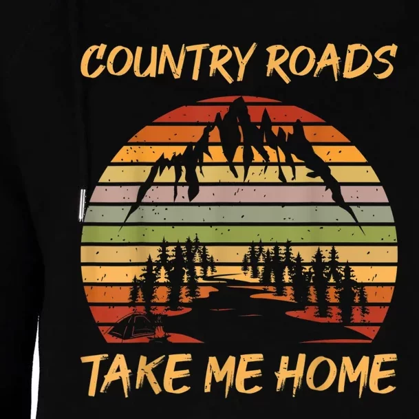 Country Music Lovers Vintage Country Roads Take Me Home Womens Funnel Neck Pullover Hood