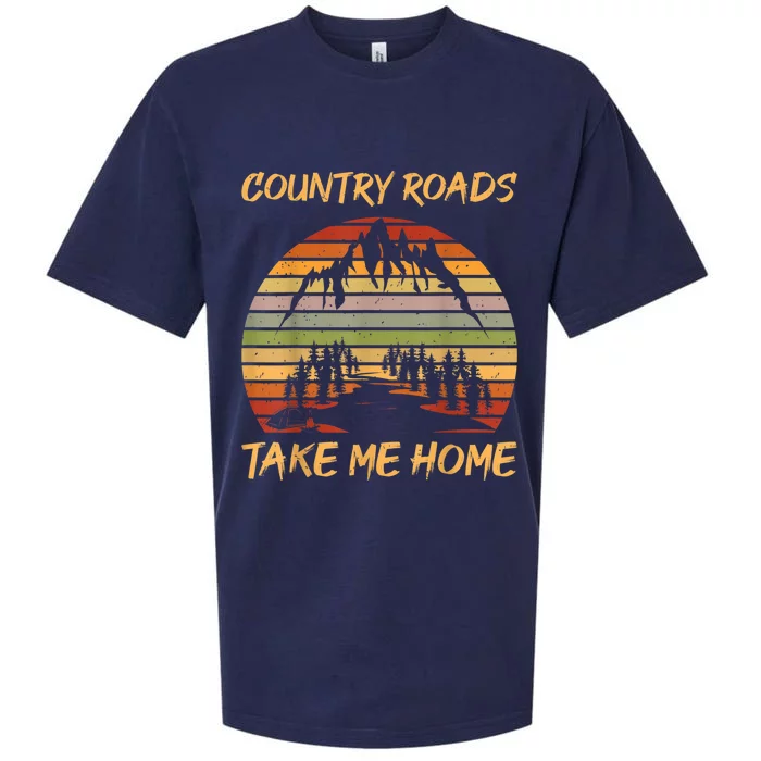 Country Music Lovers Vintage Country Roads Take Me Home Sueded Cloud Jersey T-Shirt