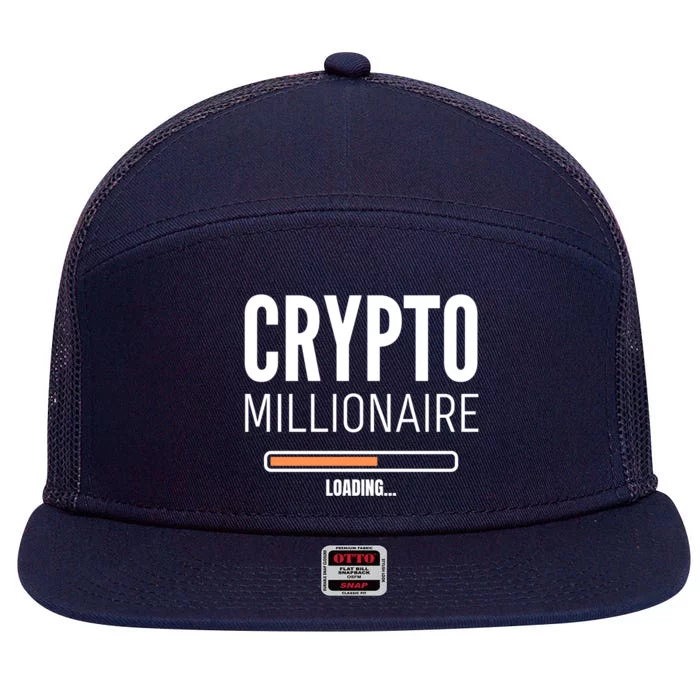 Crypto Millionaire Loading Funny Crypto Currency 7 Panel Mesh Trucker Snapback Hat