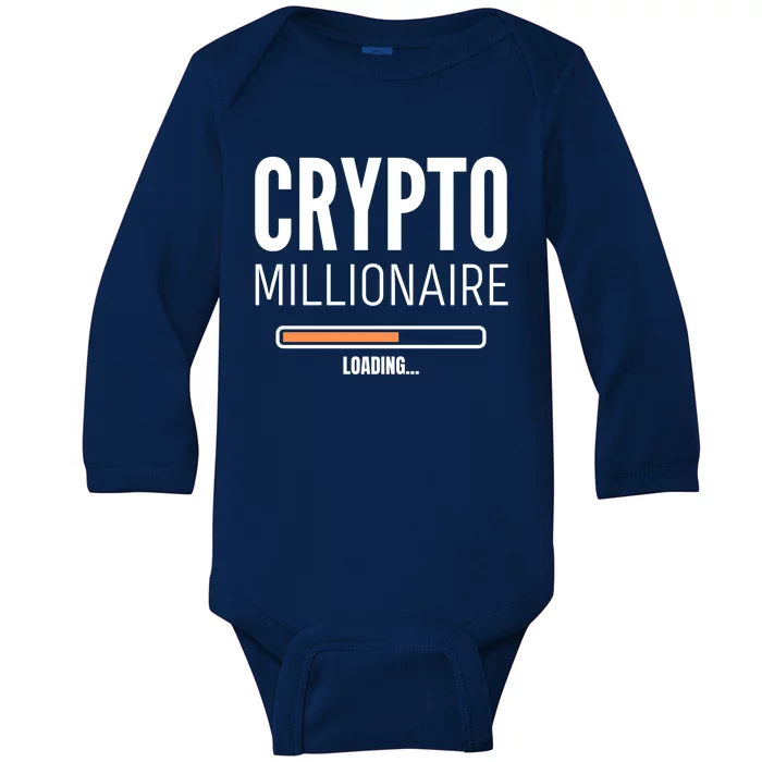 Crypto Millionaire Loading Funny Crypto Currency Baby Long Sleeve Bodysuit