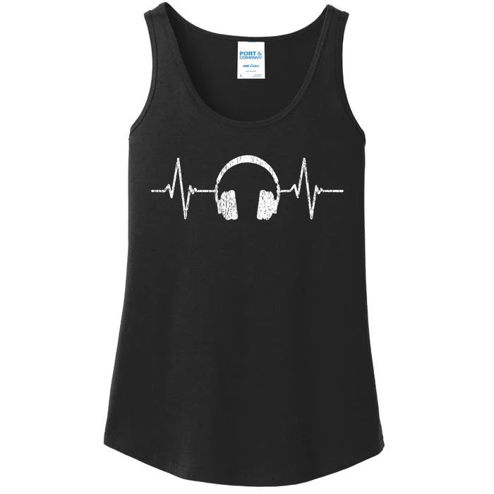 Cool Music Lover Producer Dj Present Heartbeat Headphones Ladies Essential Tank