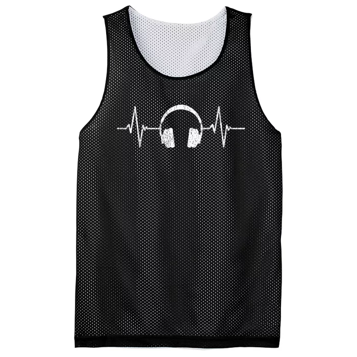 Cool Music Lover Producer Dj Present Heartbeat Headphones Mesh Reversible Basketball Jersey Tank