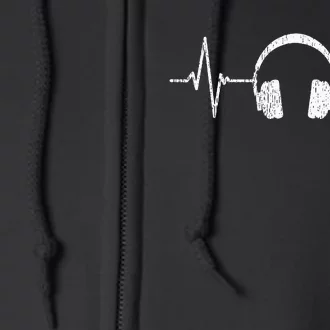 Cool Music Lover Producer Dj Present Heartbeat Headphones Full Zip Hoodie