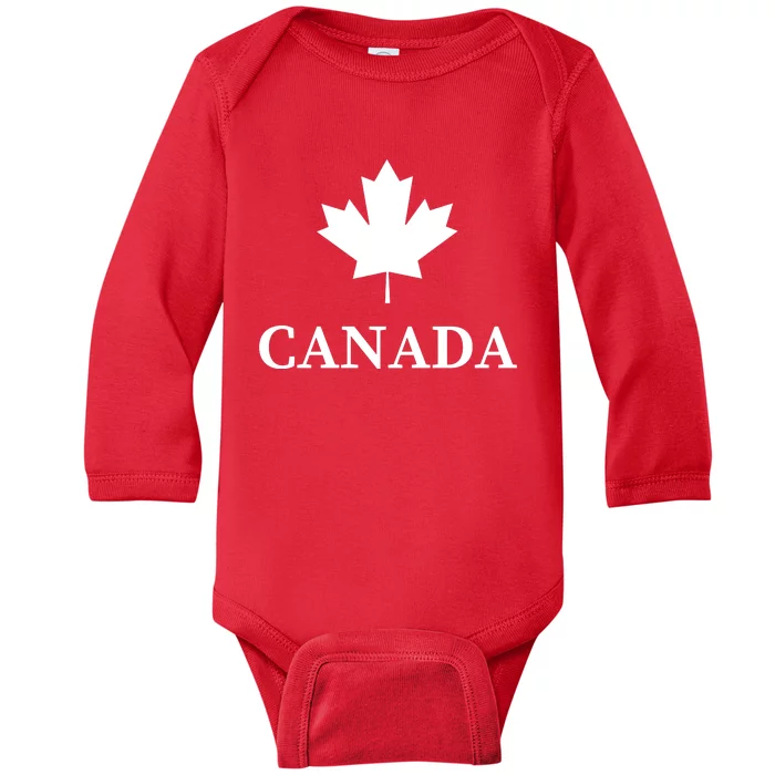 Canada Maple Leaf Canadian Flag Baby Long Sleeve Bodysuit