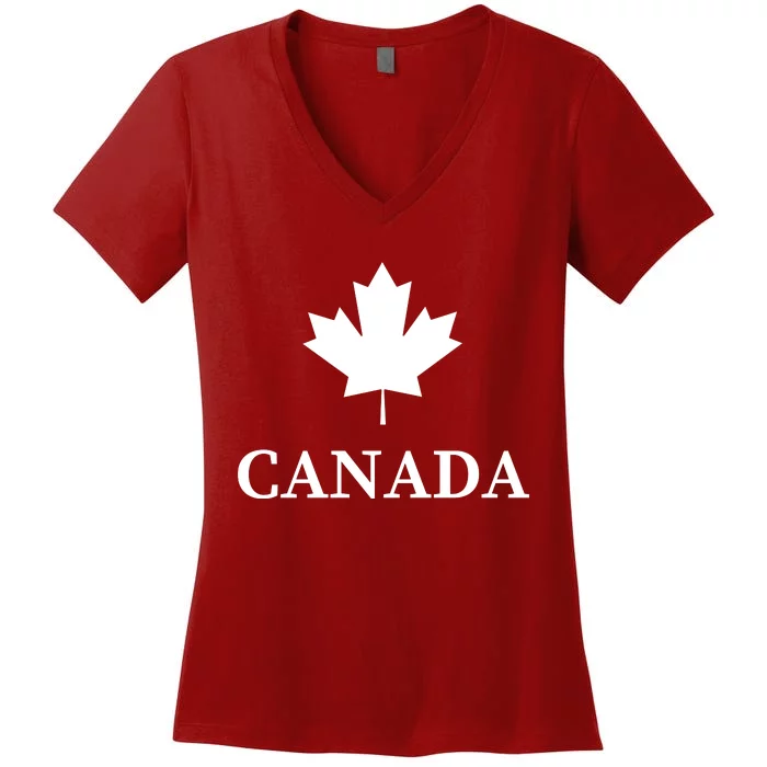 Canada Maple Leaf Canadian Flag Women's V-Neck T-Shirt