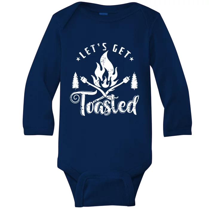 Camping Marshmallow Let`s Get Toasted Meaningful Gift Baby Long Sleeve Bodysuit