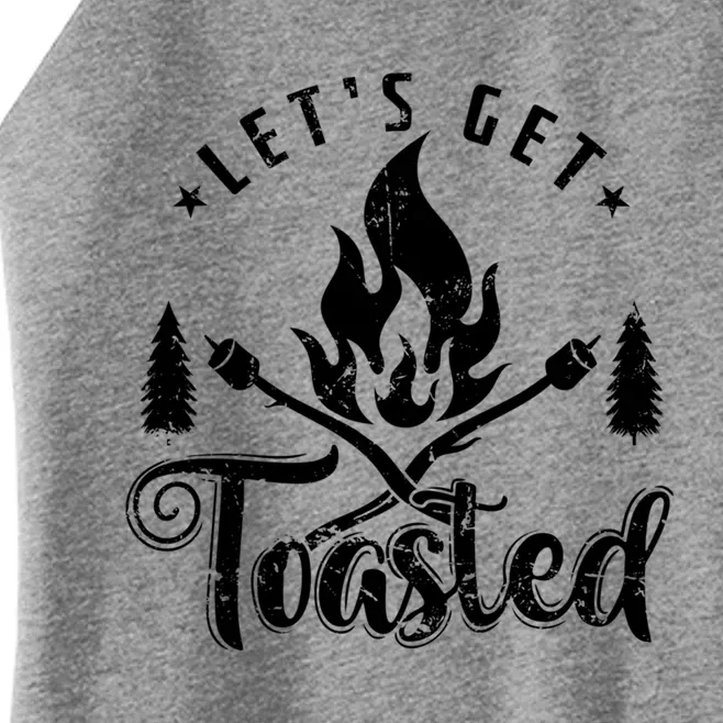 Camping Marshmallow Let`s Get Toasted Meaningful Gift Women’s Perfect Tri Rocker Tank