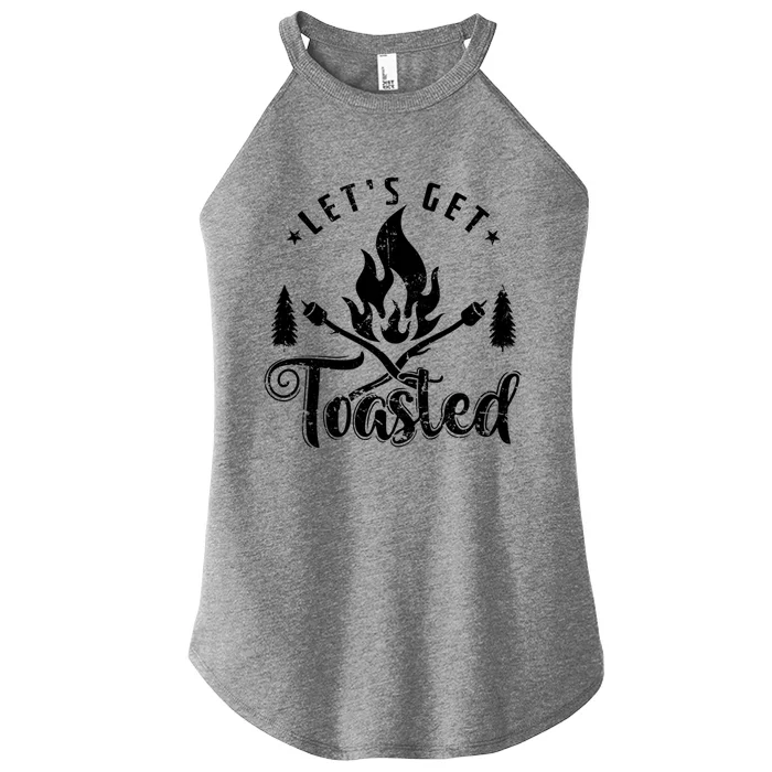 Camping Marshmallow Let`s Get Toasted Meaningful Gift Women’s Perfect Tri Rocker Tank