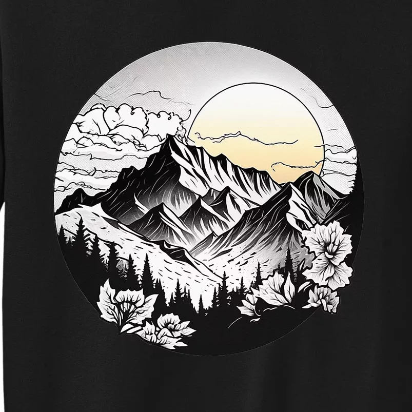 Circular Mountain Landscape for Hiking Lovers Camping Sweatshirt