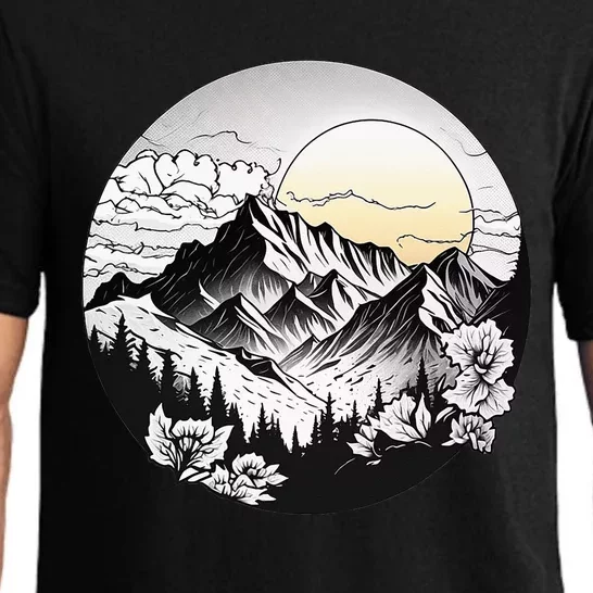 Circular Mountain Landscape for Hiking Lovers Camping Pajama Set