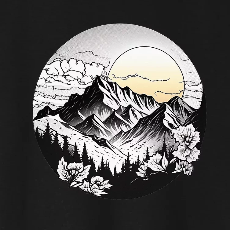 Circular Mountain Landscape for Hiking Lovers Camping Women's Crop Top Tee