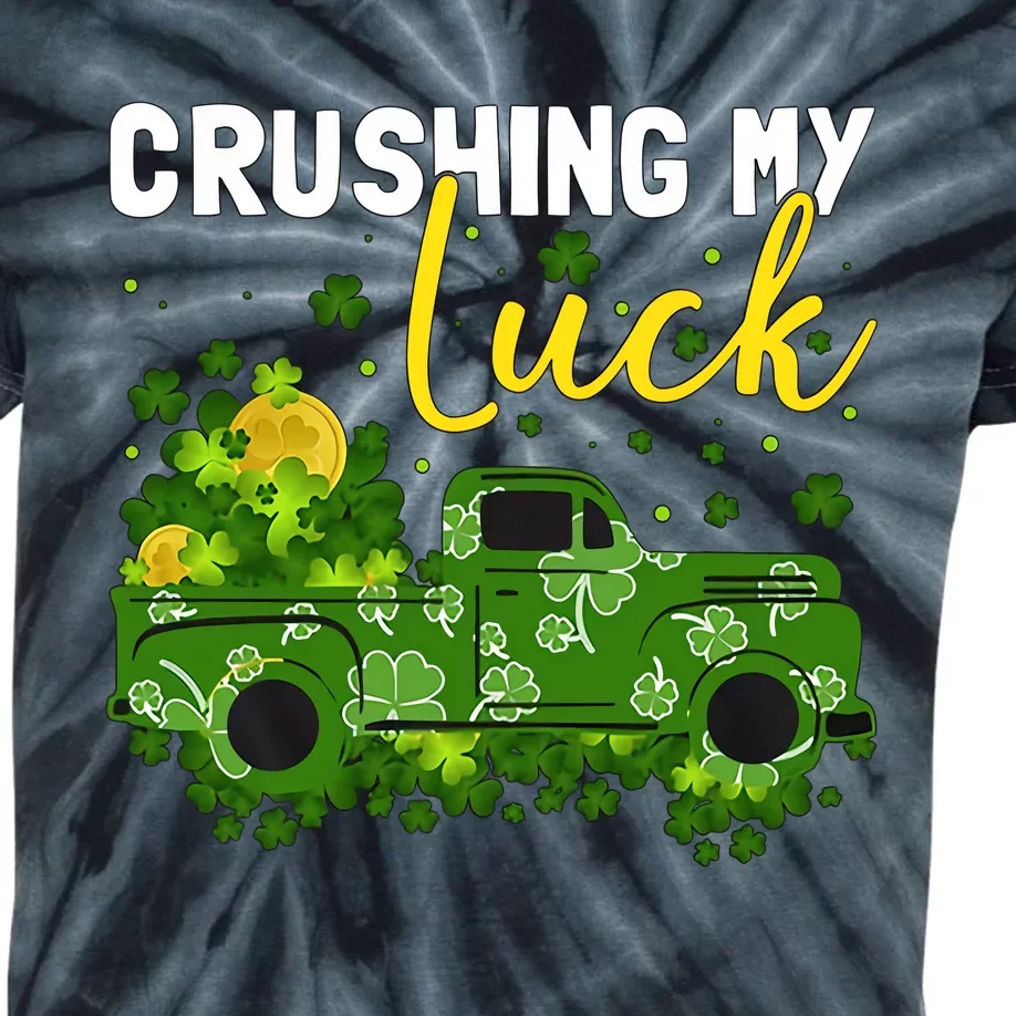 Crushing My Luck Green Lucky Truck Saint Patrick's Day Gift Idea Kids Tie-Dye T-Shirt