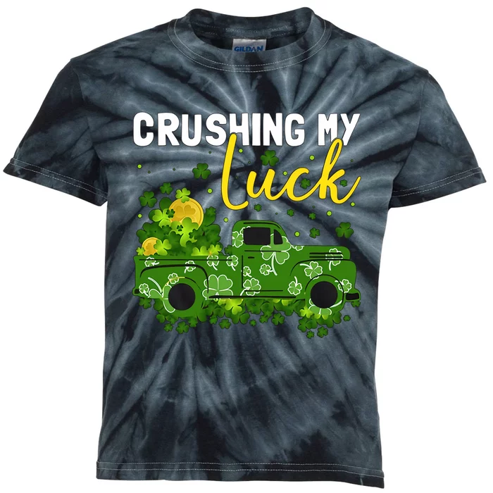 Crushing My Luck Green Lucky Truck Saint Patrick's Day Gift Idea Kids Tie-Dye T-Shirt