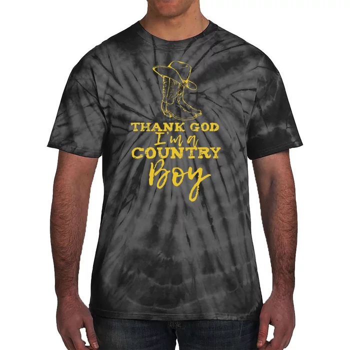 Country Music Lyrics Quotes Thank God IM A Country Boy Tie-Dye T-Shirt