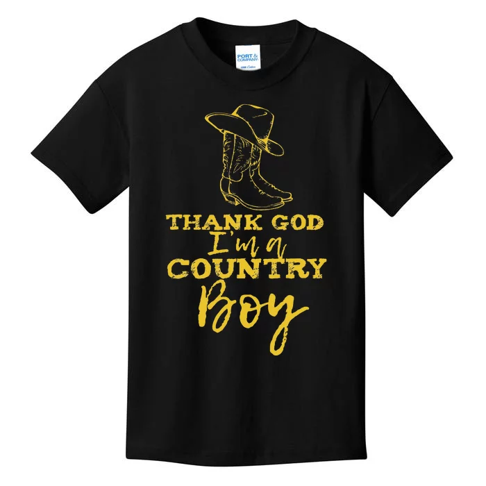 Country Music Lyrics Quotes Thank God IM A Country Boy Kids T-Shirt