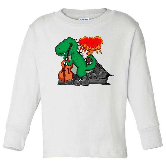 Contrabass Music Lover Dinosaur Musician Double Bass Toddler Long Sleeve Shirt