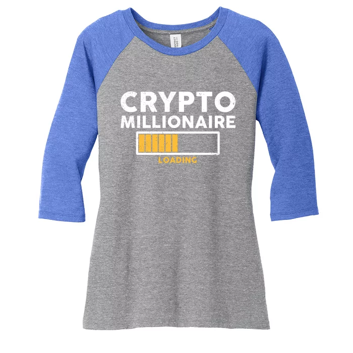 Crypto Millionaire Loading Women's Tri-Blend 3/4-Sleeve Raglan Shirt