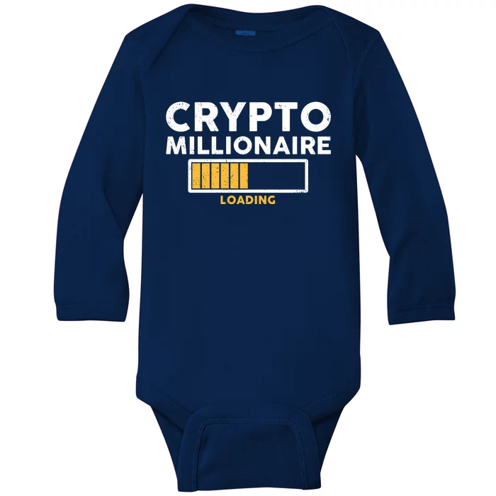 Crypto Millionaire Loading Baby Long Sleeve Bodysuit