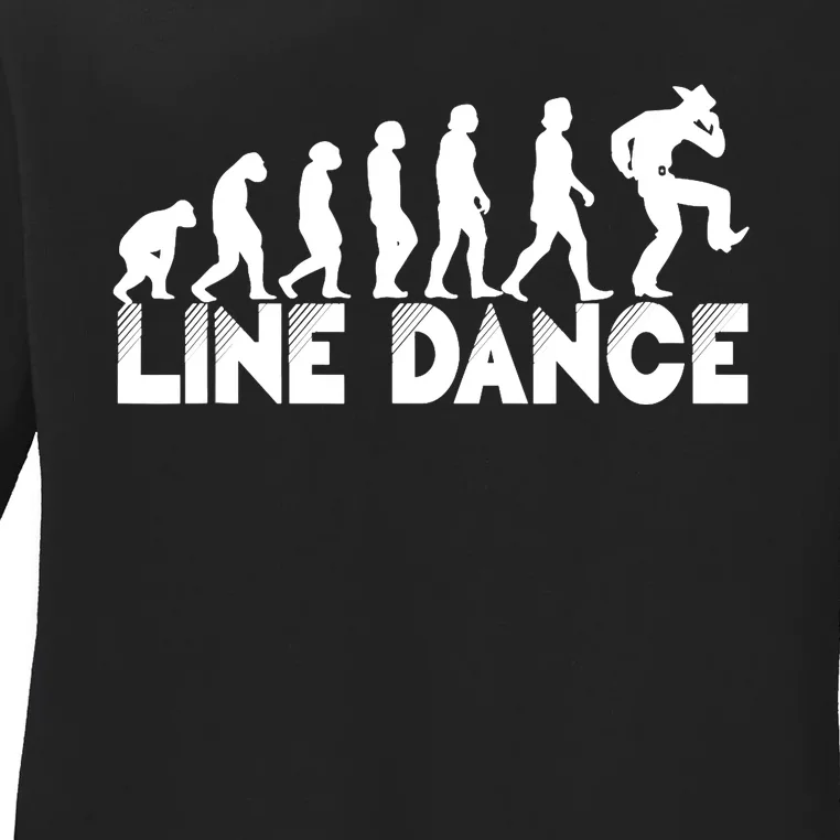 Country Music Line Dancer The Evolution of Line Dance Ladies Long Sleeve Shirt