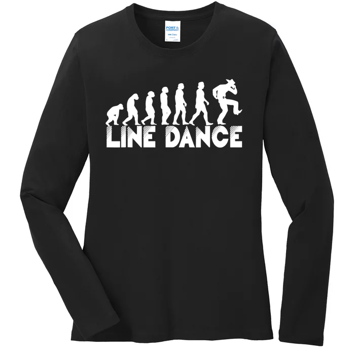 Country Music Line Dancer The Evolution of Line Dance Ladies Long Sleeve Shirt