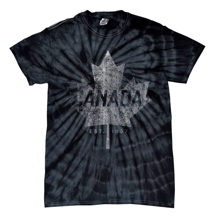 Canada Maple Leaf Canada Est. 1867 Vintage Sport Tie-Dye T-Shirt