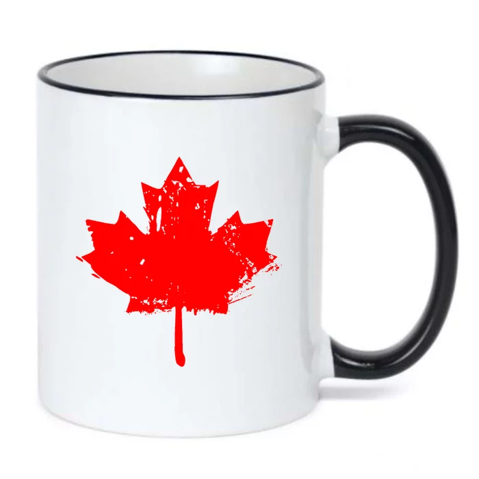 Canada Maple Leaf Canadian Flag Distressed Design Cool Gift Black Color Changing Mug