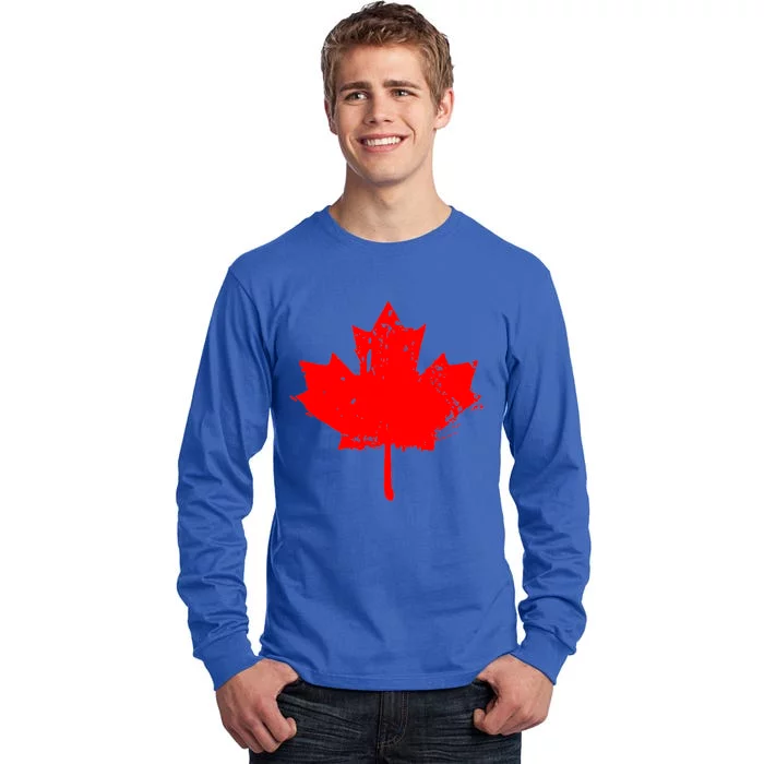 Canada Maple Leaf Canadian Flag Distressed Design Cool Gift Tall Long Sleeve T-Shirt