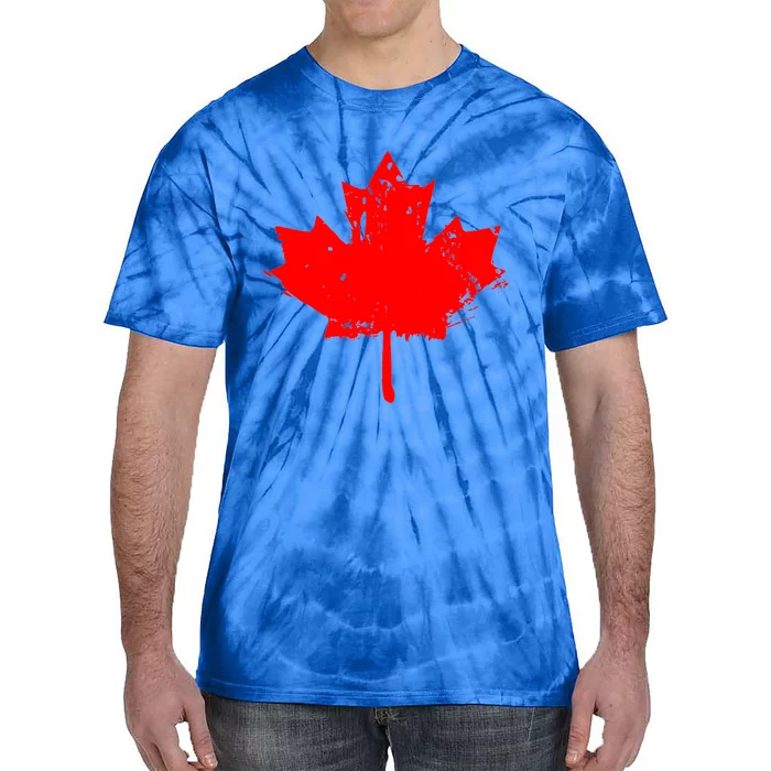 Canada Maple Leaf Canadian Flag Distressed Design Cool Gift Tie-Dye T-Shirt