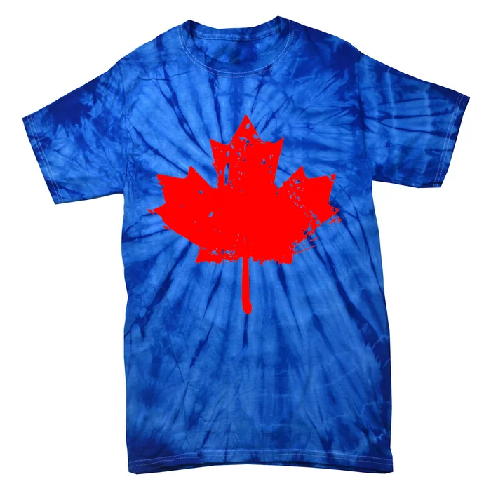 Canada Maple Leaf Canadian Flag Distressed Design Cool Gift Tie-Dye T-Shirt