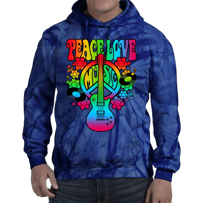 Cute Music Lover Colorful Guitar Lover Peace Love Music Tie Dye Hoodie