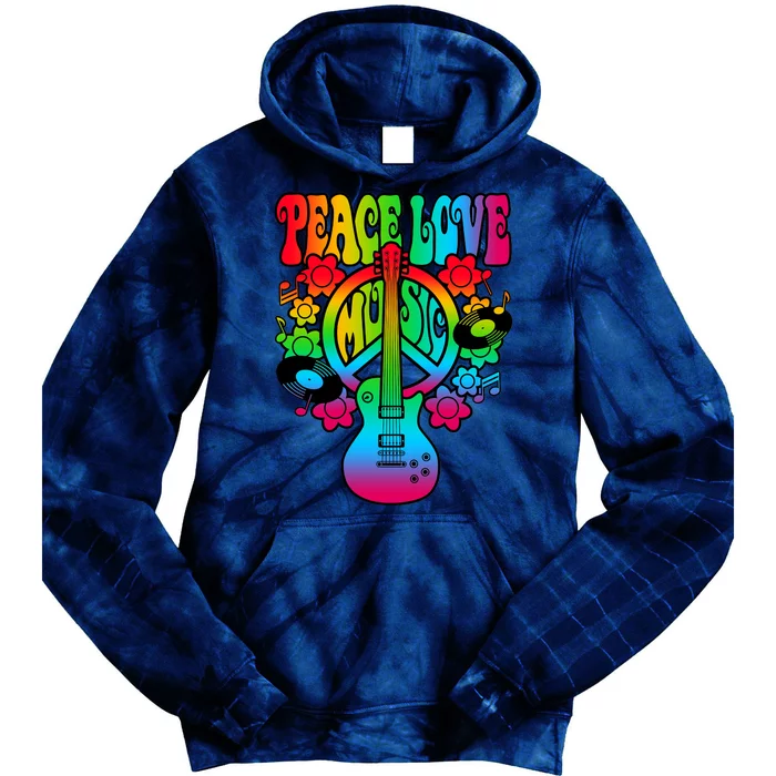 Cute Music Lover Colorful Guitar Lover Peace Love Music Tie Dye Hoodie