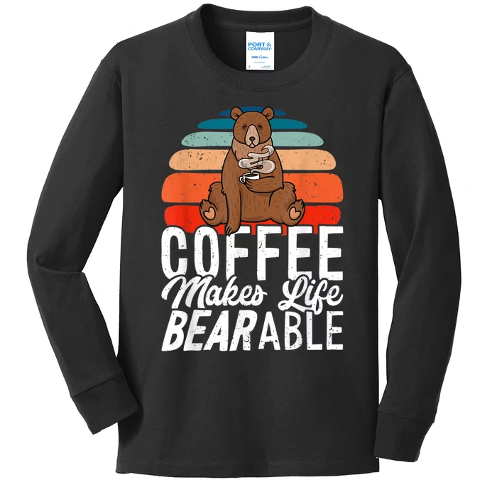 Coffe Make Life Bearable Kids Long Sleeve Shirt