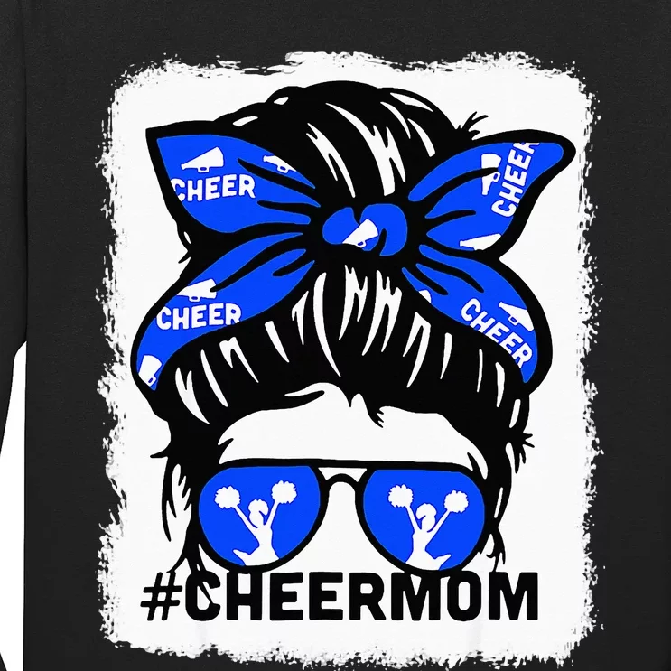 Cheer Mom Leopard Cheerleader Bleached Mother's Day Long Sleeve Shirt