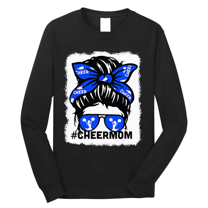 Cheer Mom Leopard Cheerleader Bleached Mother's Day Long Sleeve Shirt