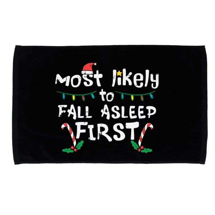 Christmas Most Likely To Fall Asleep First Funny Xmas Family Gift Microfiber Hand Towel