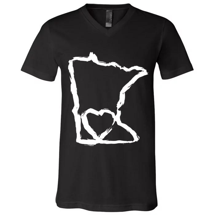 Cute Minnesota Love Mn State Outline With Heart V-Neck T-Shirt