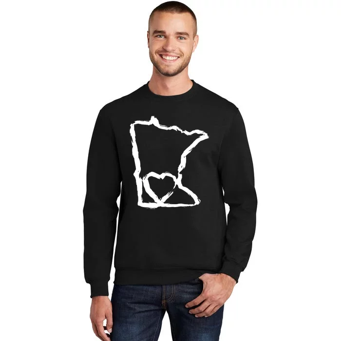 Cute Minnesota Love Mn State Outline With Heart Tall Sweatshirt