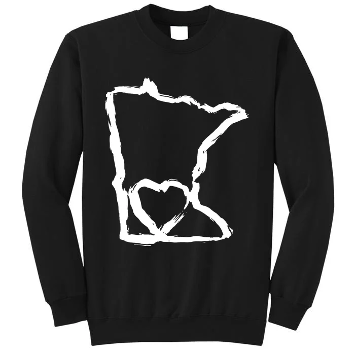 Cute Minnesota Love Mn State Outline With Heart Tall Sweatshirt