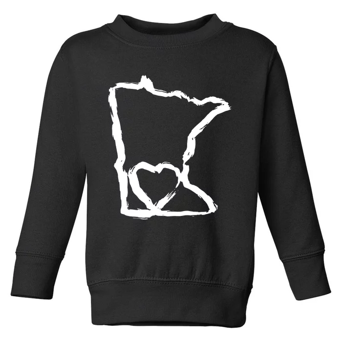 Cute Minnesota Love Mn State Outline With Heart Toddler Sweatshirt