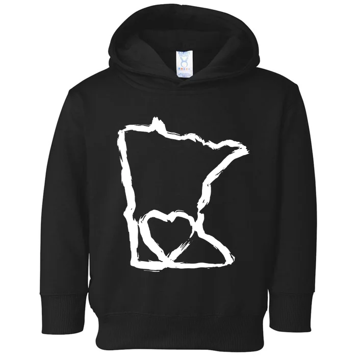 Cute Minnesota Love Mn State Outline With Heart Toddler Hoodie