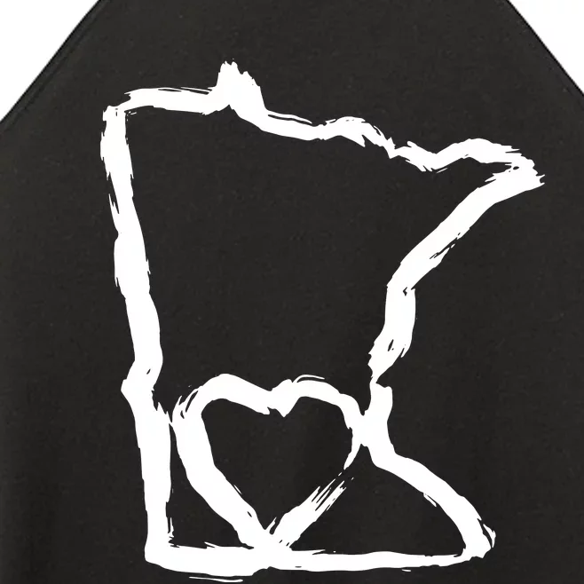 Cute Minnesota Love Mn State Outline With Heart Women’s Perfect Tri Rocker Tank