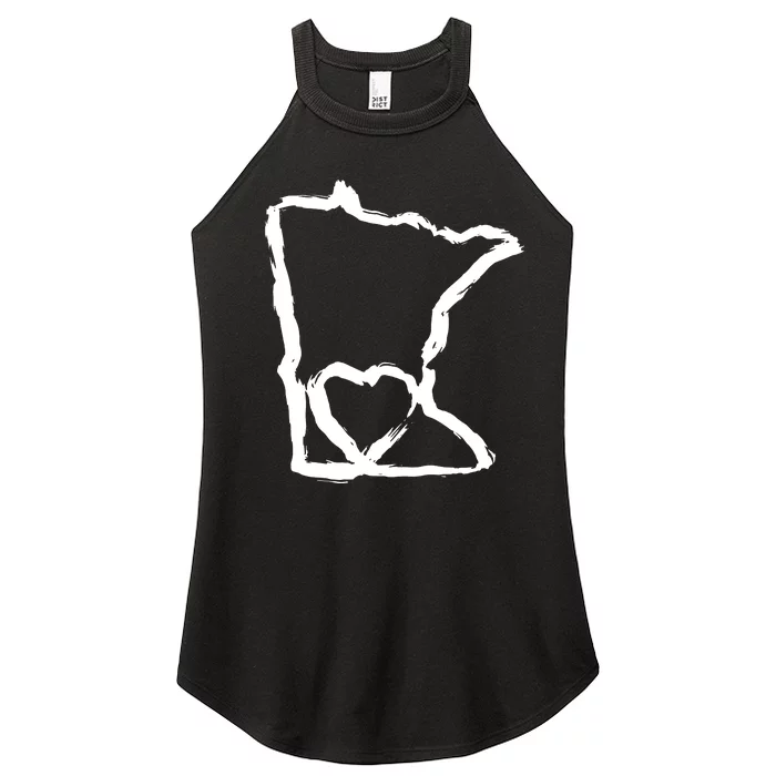 Cute Minnesota Love Mn State Outline With Heart Women’s Perfect Tri Rocker Tank