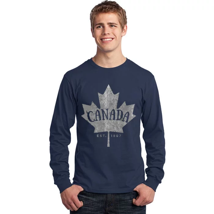 Canada Maple Leaf Canada Est 1867 Vintage Script Tall Long Sleeve T-Shirt