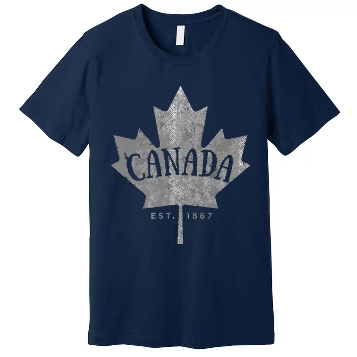 Canada Maple Leaf Canada Est 1867 Vintage Script Premium T-Shirt