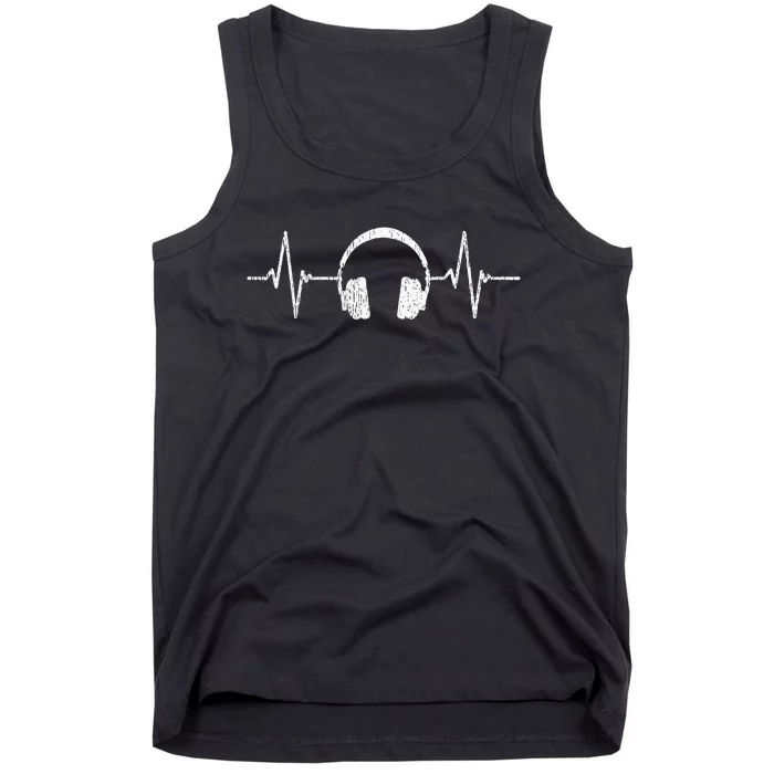 Cool Music Lover Producer DJ Present Heartbeat Headphones Tank Top