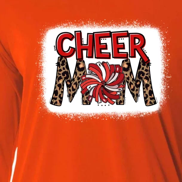 Cheer Mom Leopard Bleached Proud Cheerleader Pom Pom Gift Cooling Performance Long Sleeve Crew