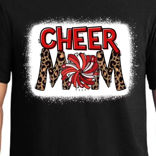 Cheer Mom Leopard Bleached Proud Cheerleader Pom Pom Gift Pajama Set