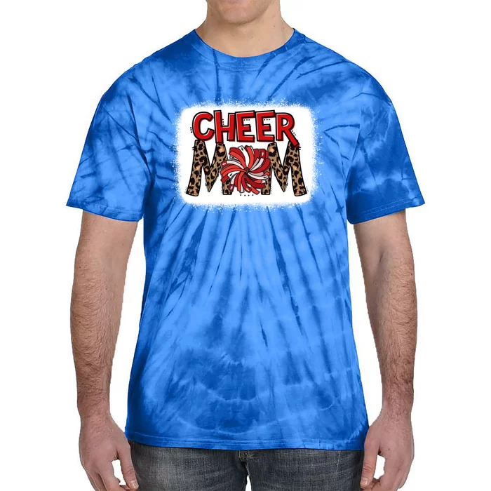 Cheer Mom Leopard Bleached Proud Cheerleader Pom Pom Gift Tie-Dye T-Shirt