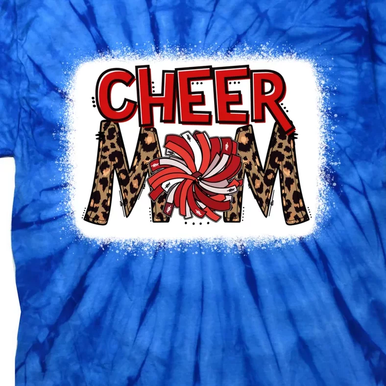 Cheer Mom Leopard Bleached Proud Cheerleader Pom Pom Gift Tie-Dye T-Shirt